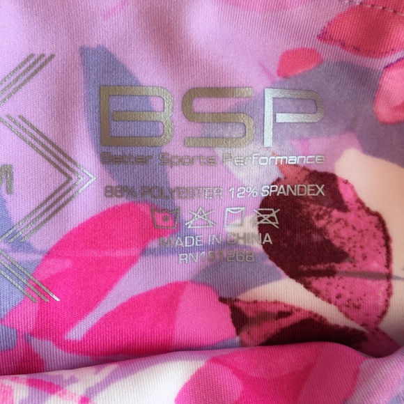 BSP Pink Floral Pattern Leggings with Media Pocket NWT - Picture 7 of 9
